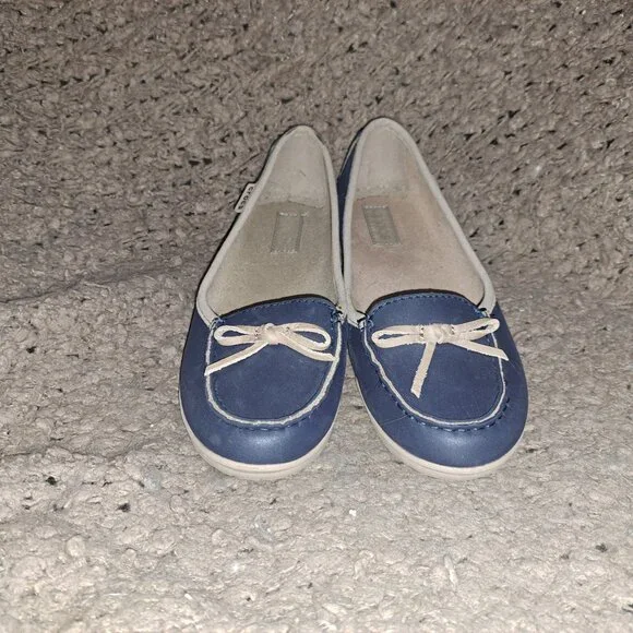 CROCS-#16209-Closed Toe Loafers With Bow-Blue/Tan-Sz 9-Near Mint - Picture 3 of 8